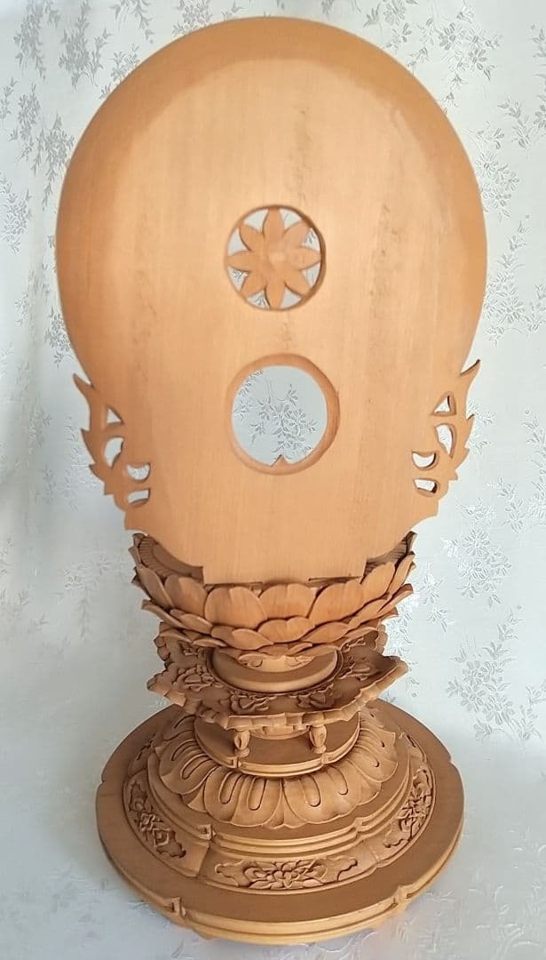 台座+光背 3.5寸坐像用#595 円台 円光 木彫 仏像付属品