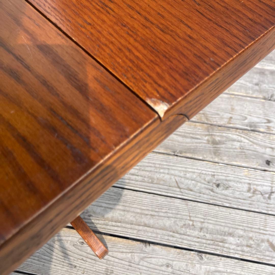 北欧レトロ 木製エクステンションテーブル 伸縮式ダイニングテーブル 古家具