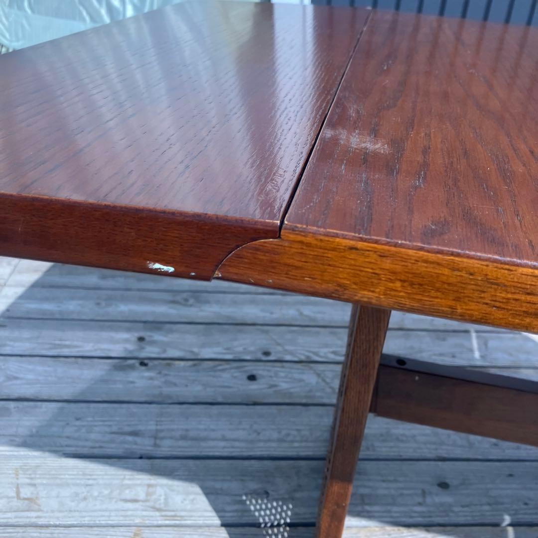 北欧レトロ 木製エクステンションテーブル 伸縮式ダイニングテーブル 古家具