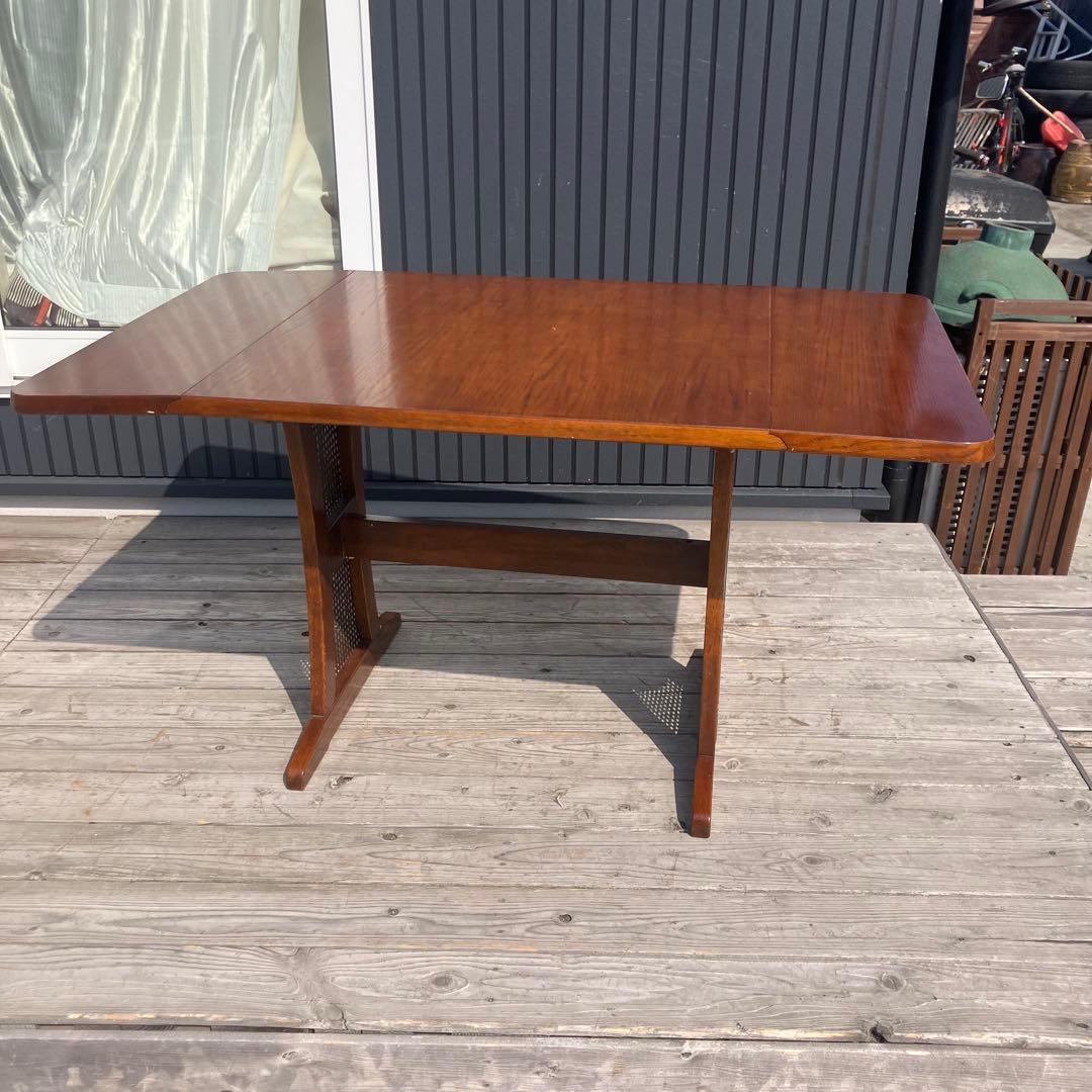 北欧レトロ 木製エクステンションテーブル 伸縮式ダイニングテーブル 古家具