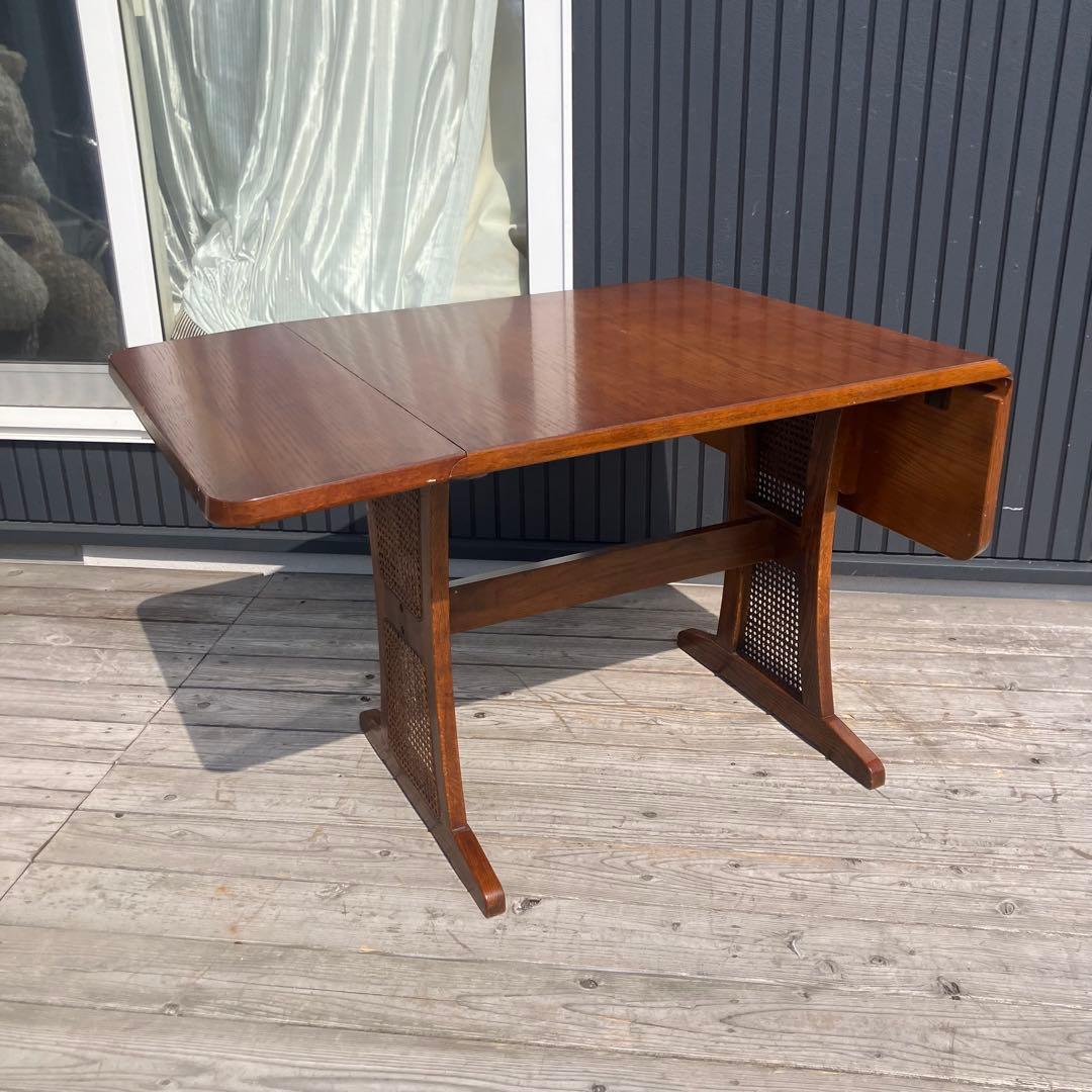 北欧レトロ 木製エクステンションテーブル 伸縮式ダイニングテーブル 古家具