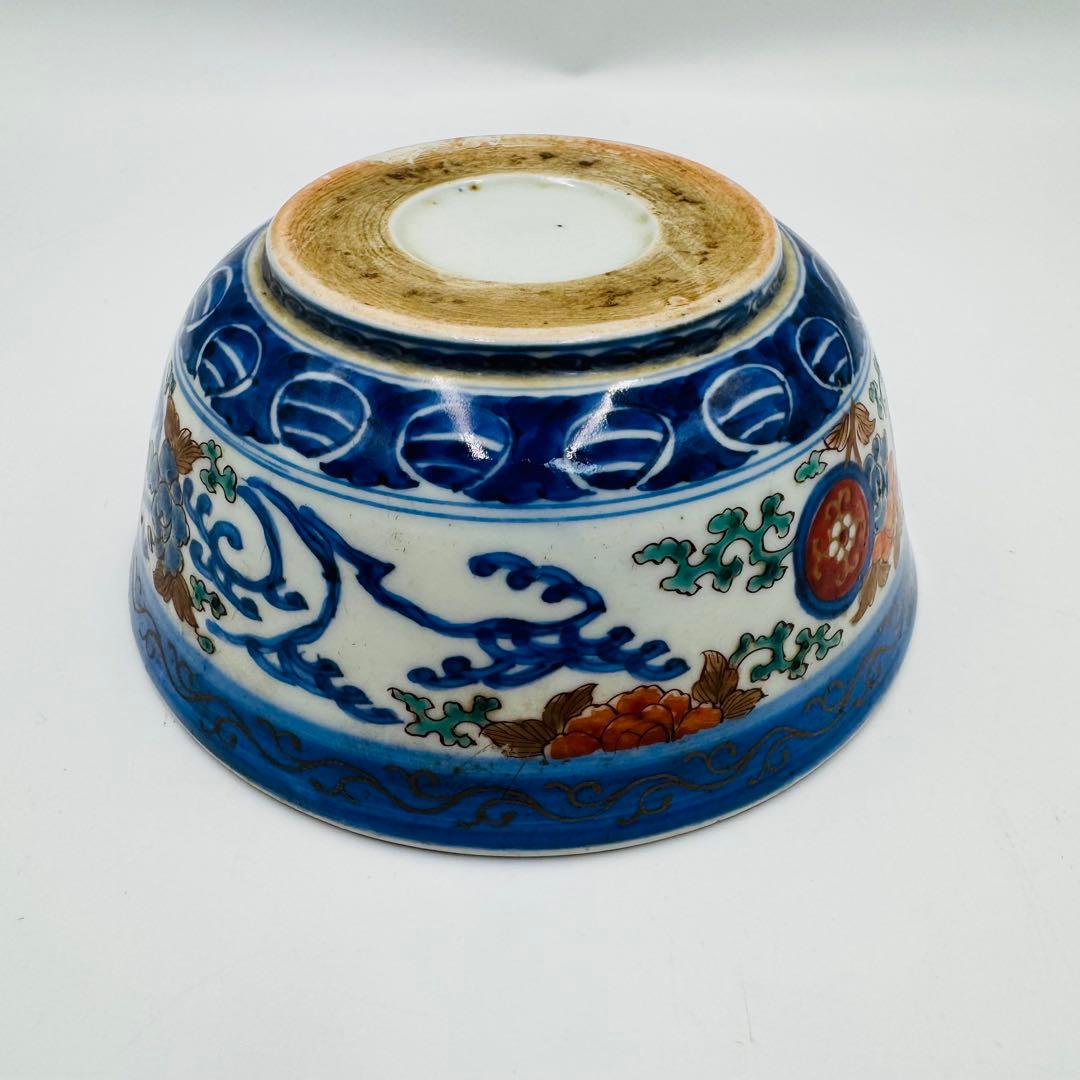 【伊万里焼　赤玉瓔珞紋　鉢　絵付け】骨董　アンティーク　インテリア