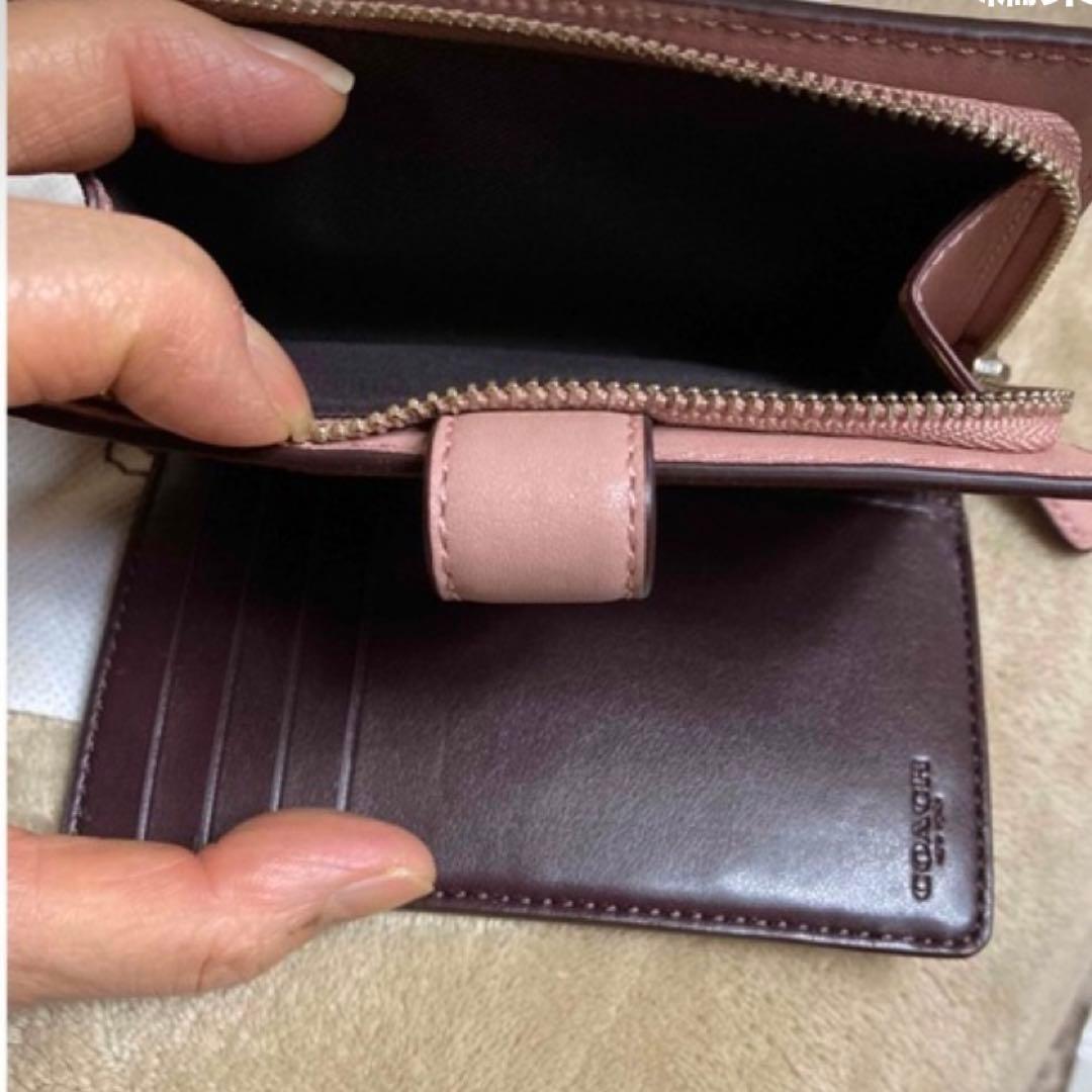 COACH 二つ折り財布 ベージュ レザー