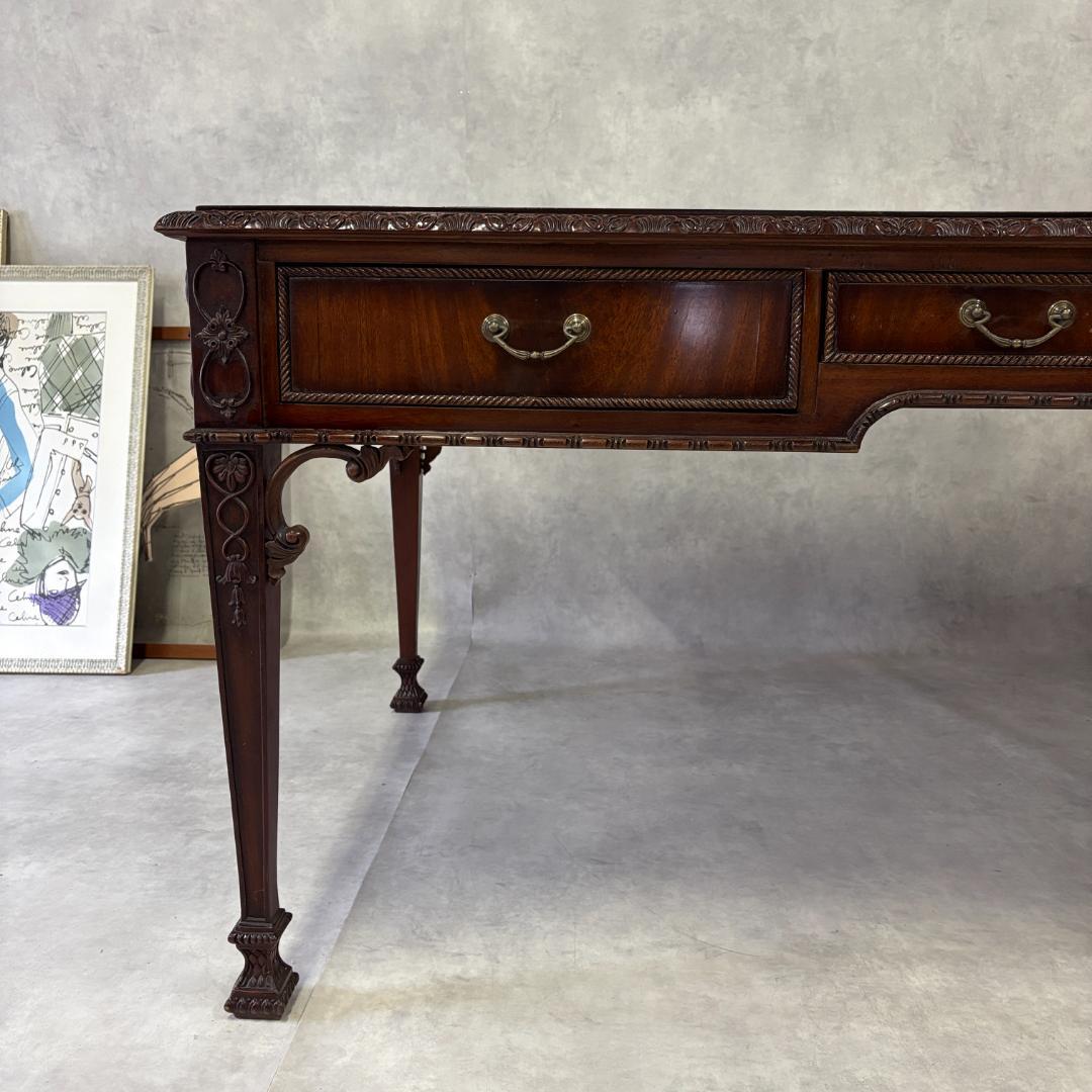 アンティーク デスク レザートップ 英国クラシック 木製