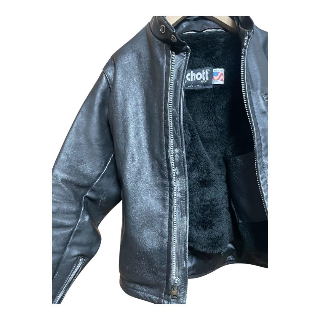 Schott ショット ライナー付 レザー シングルライダースジャケット 34