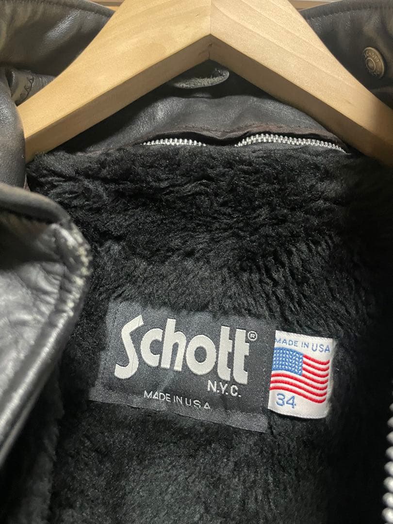 Schott ショット ライナー付 レザー シングルライダースジャケット 34