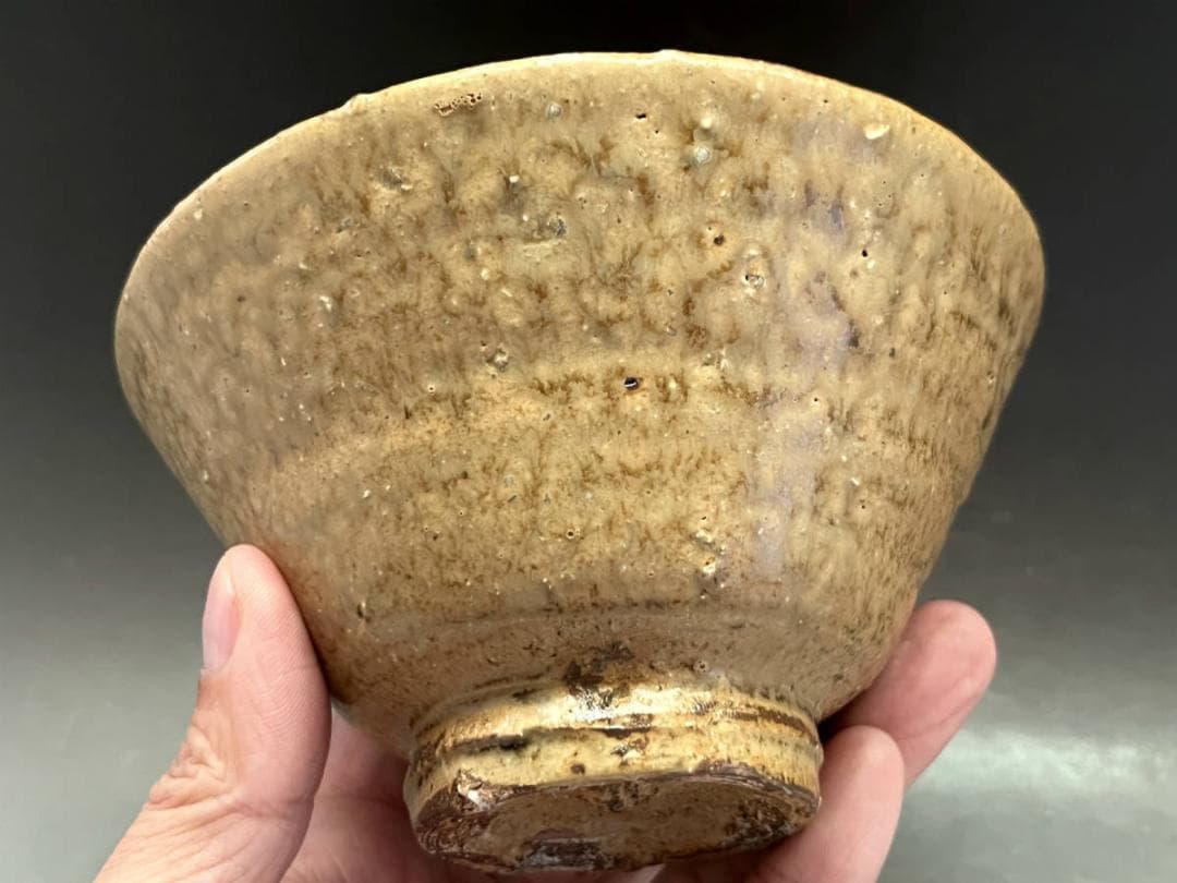 茶碗■コレクター所蔵品！古い伊羅保茶碗 時代物江戸期 仕覆付 時代物 骨董品■