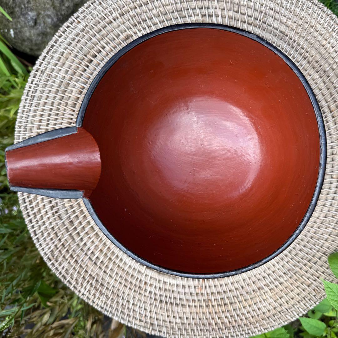 京都　アンティーク　伝統的な漆器ボウル 注ぎ口付き