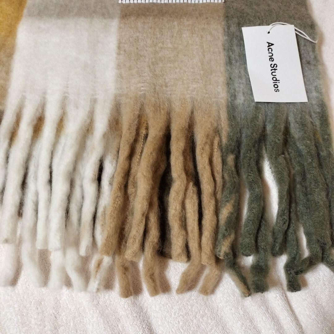 ブラウン　Acne Studios チェック柄マフラー　スカーフ