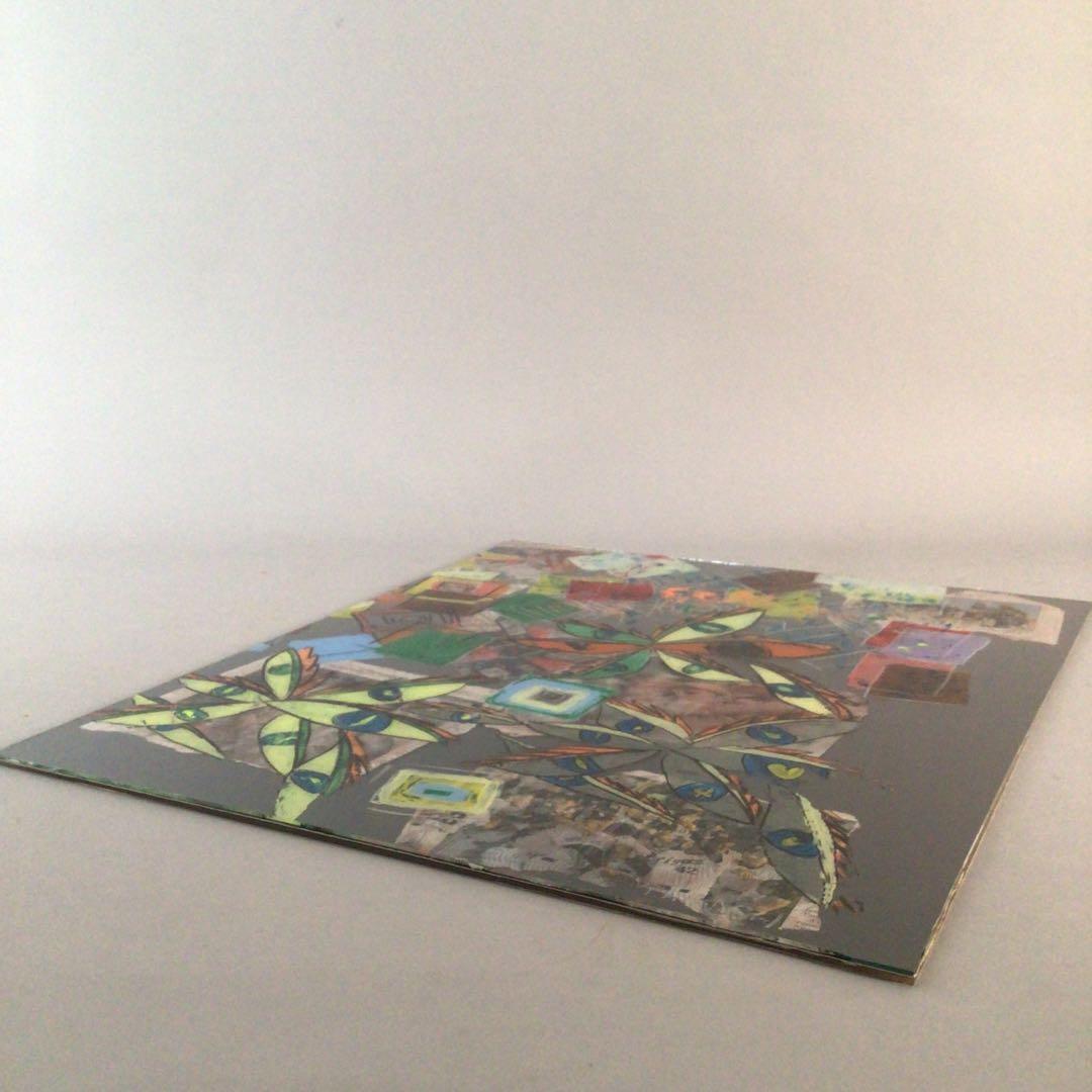 No3716 ガラス絵　荒木敬　「楽描 Ⅱ」紙箱付　コラージュ　抽象画　送料無料