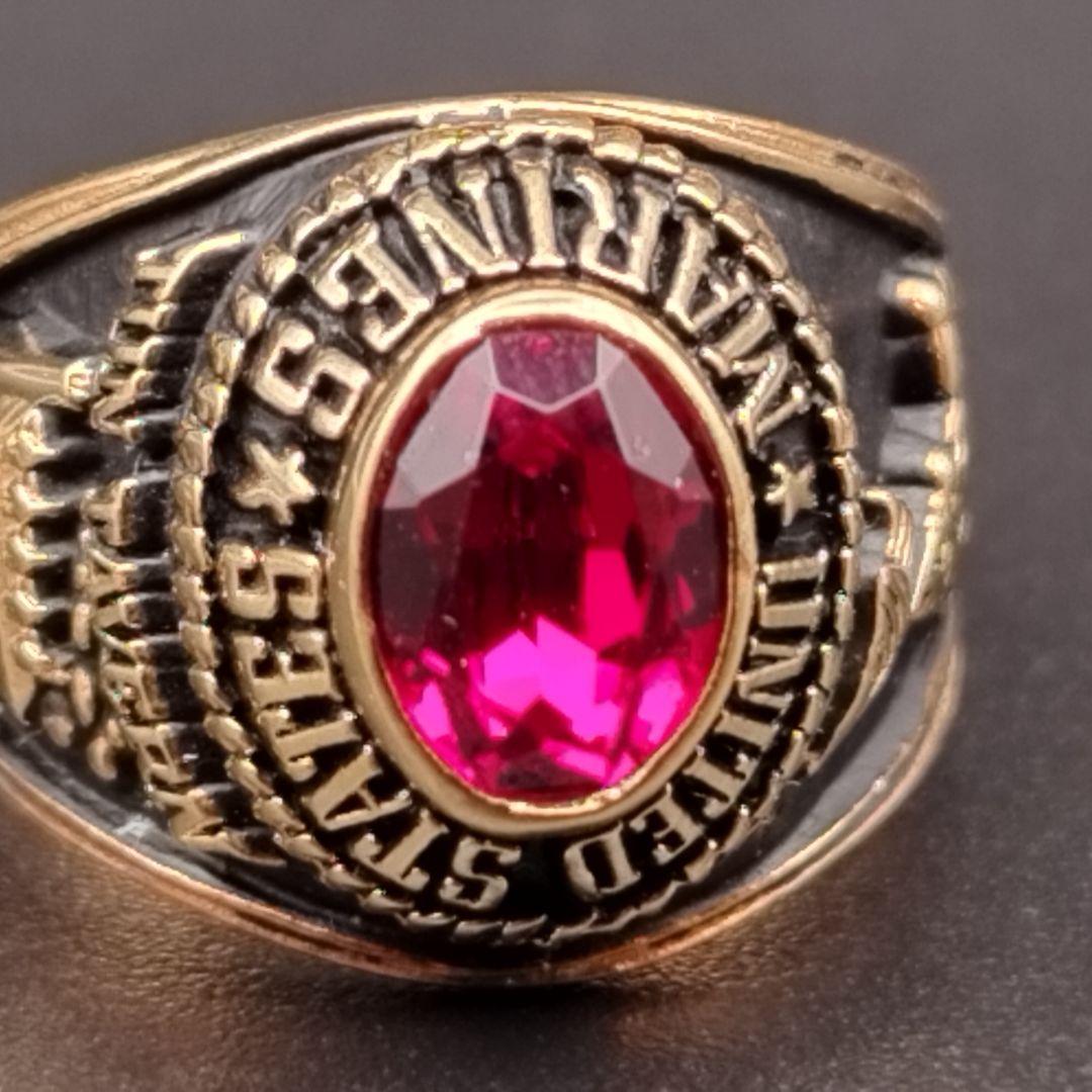 カレッジリング 18KT G.E. A.T.L. リング指輪 レッドストーン