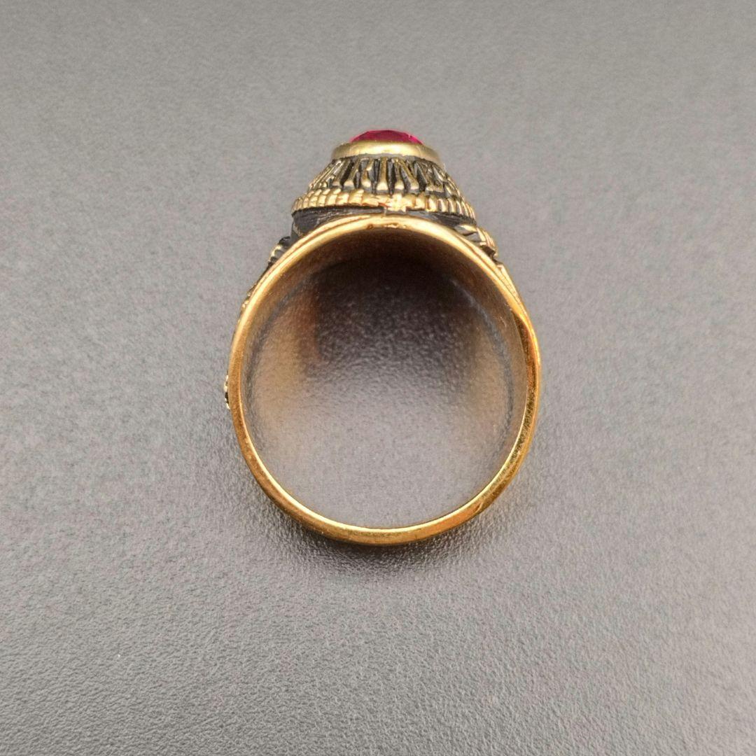 カレッジリング 18KT G.E. A.T.L. リング指輪 レッドストーン