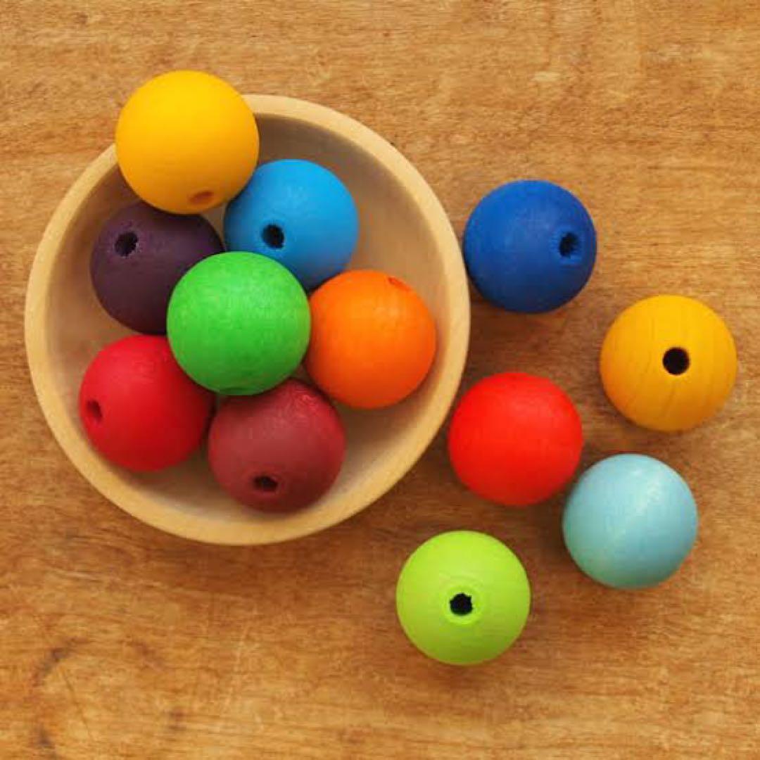 GRIMM'S/グリムス社 木製カラービーズ 20mm 180個