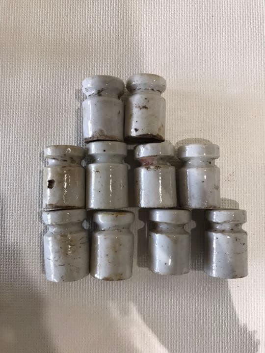 レトロ　アンティーク陶器碍子　小10個