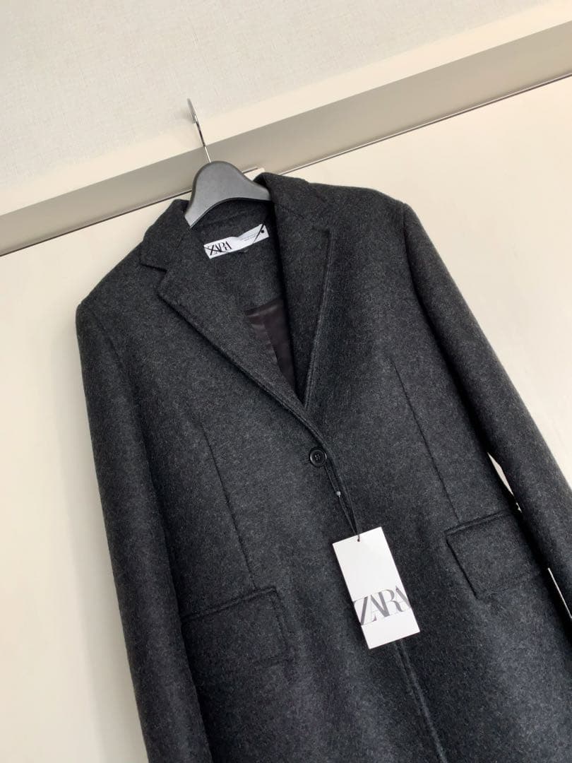 新品タグ付き【ZARA ザラ】ウールチェスターコート★チャコールグレー系★XS