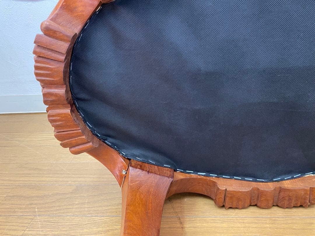 アンティーク レトロ オットマン スツール 猫脚 木製 彫刻