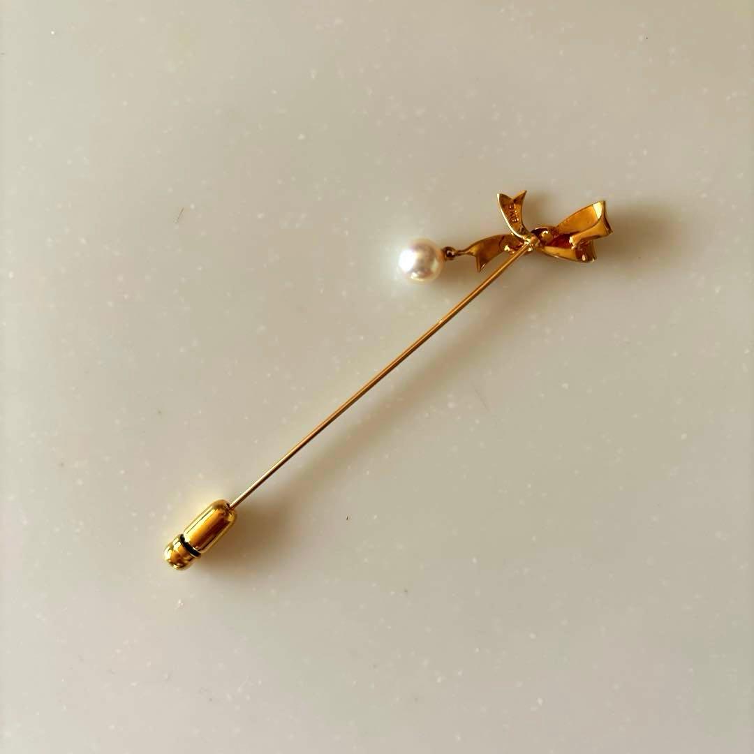 ミキモト リボンモチーフ パール ブローチ K18