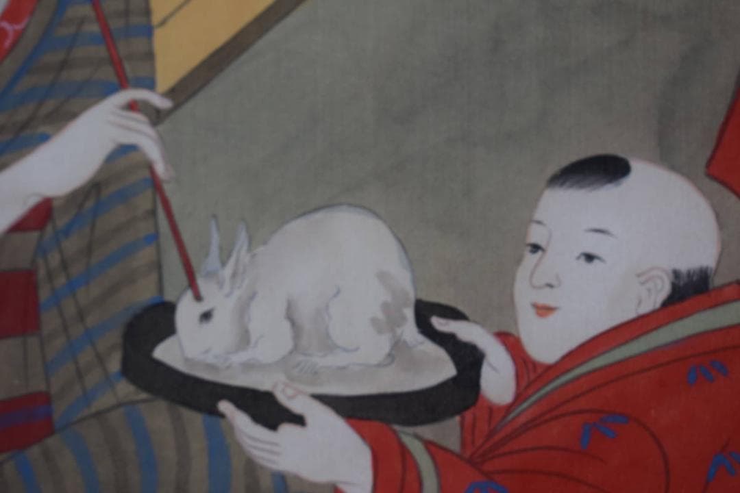 作者不詳/浮世絵/美人画/雪遊び/掛軸☆宝船☆Y-813　JM