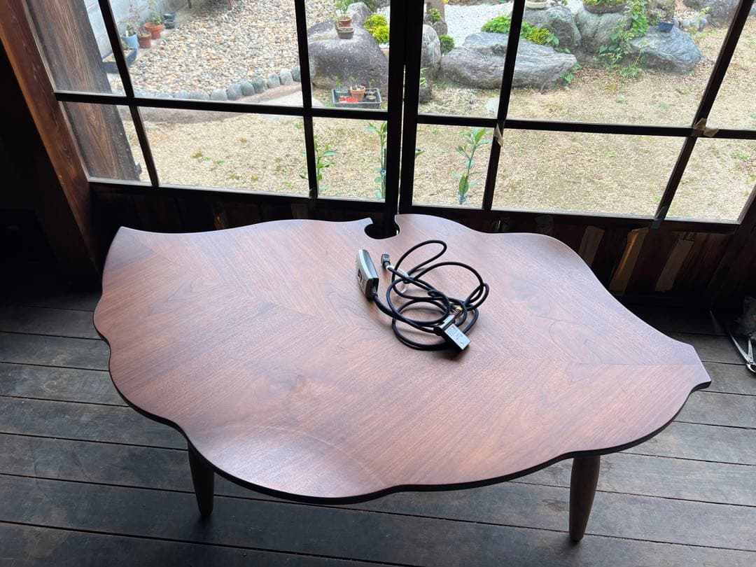 モンステラ　テーブル　葉っぱ　ブラウン