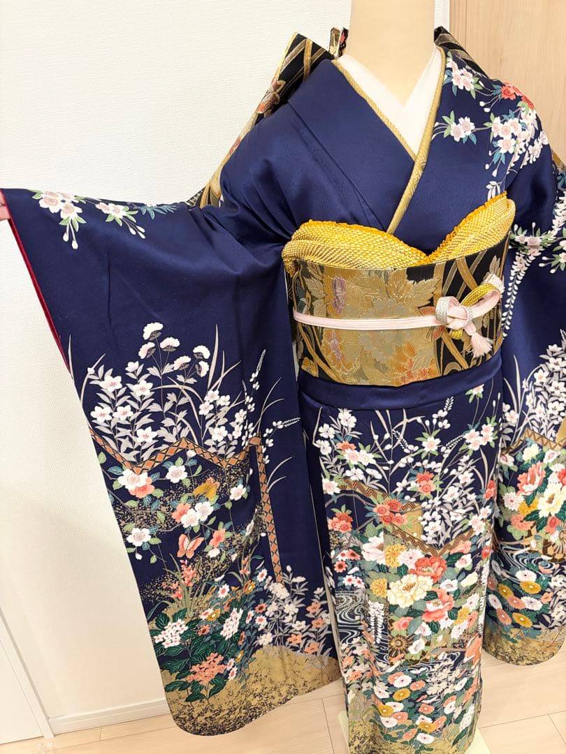 振袖フルセット 紺青 四季花 sMH2512135