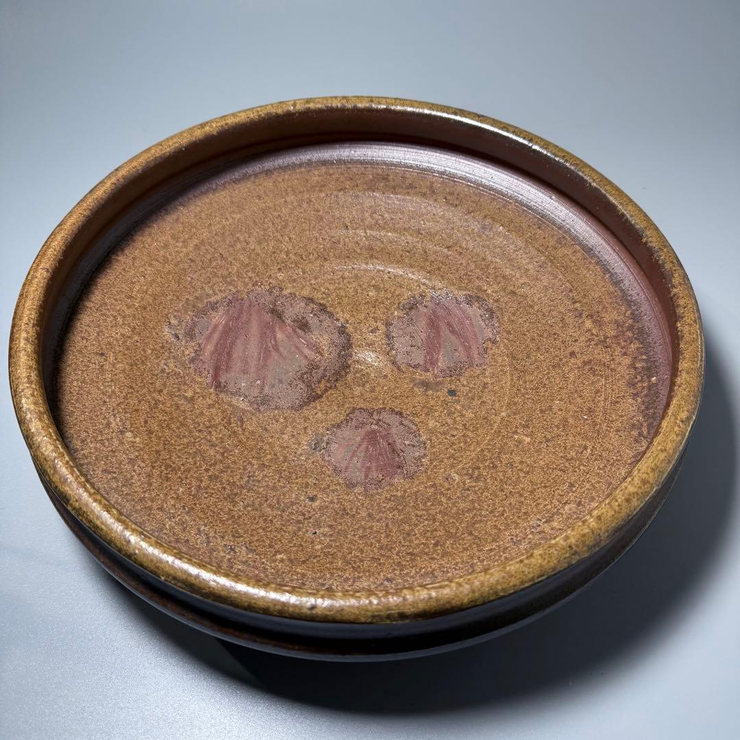 備前焼　藤原敬介　恭介　藤原啓の次男　水盤　平鉢　花器　生花　本物　直径31cm