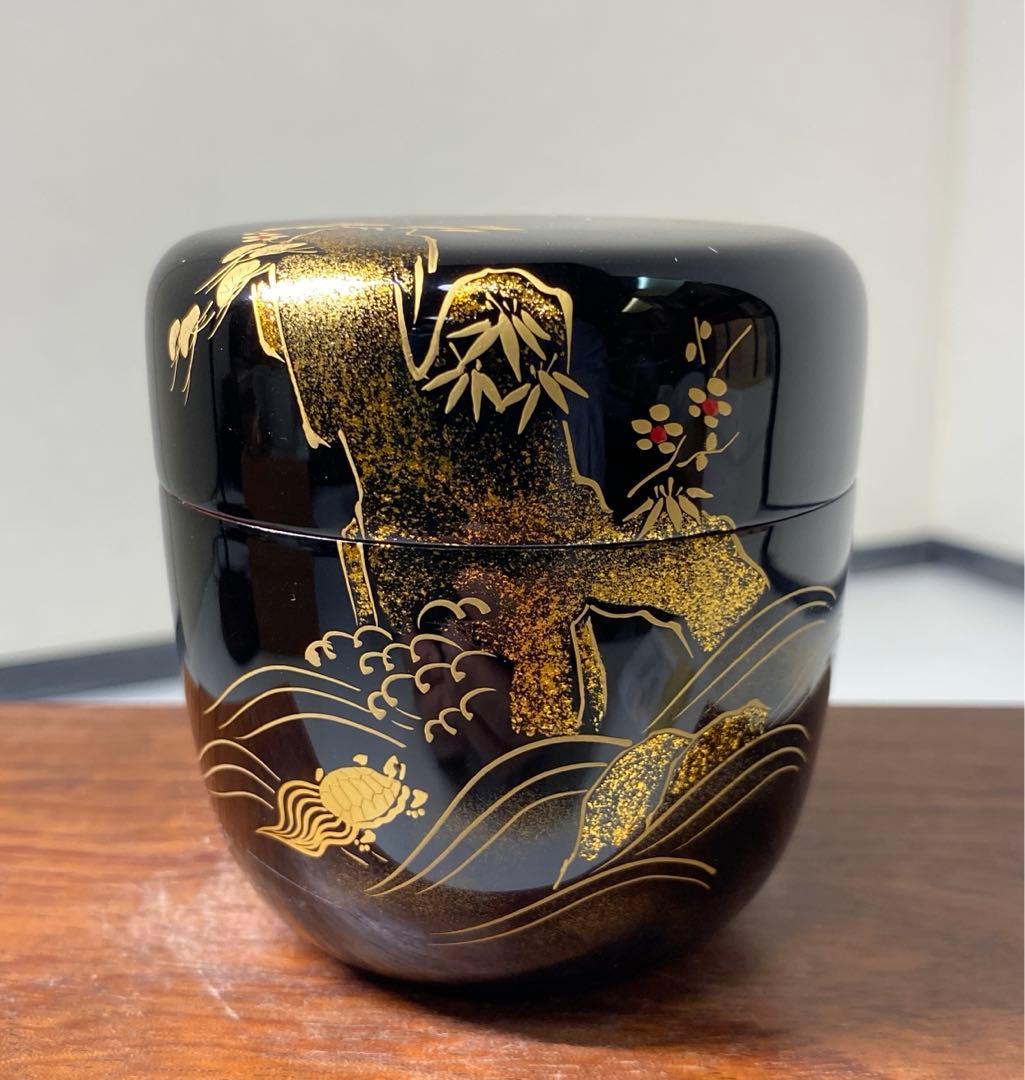 【茶道具】弘峰造　蓬莱山蒔絵　大棗（共箱）