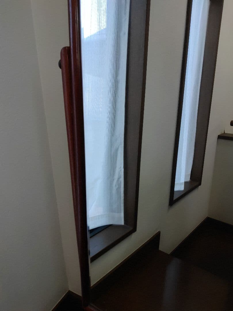 伝統工芸　江戸指物　姿見　鏡　面取り鏡　ミラー　スタンドミラー　アンティーク