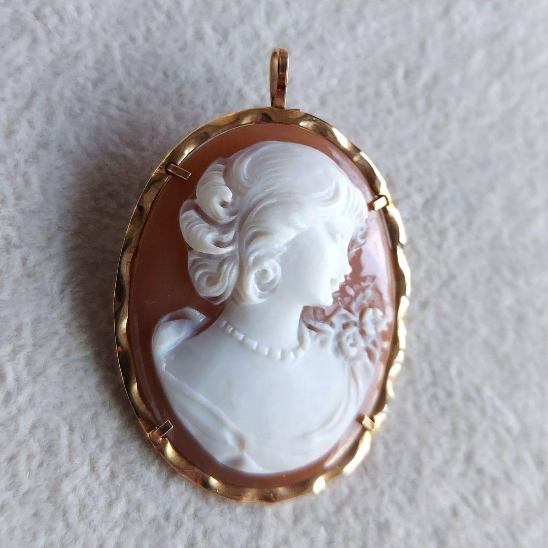 ヴィンテージ　女性　カメオ　ペンダントトップ&ブローチ