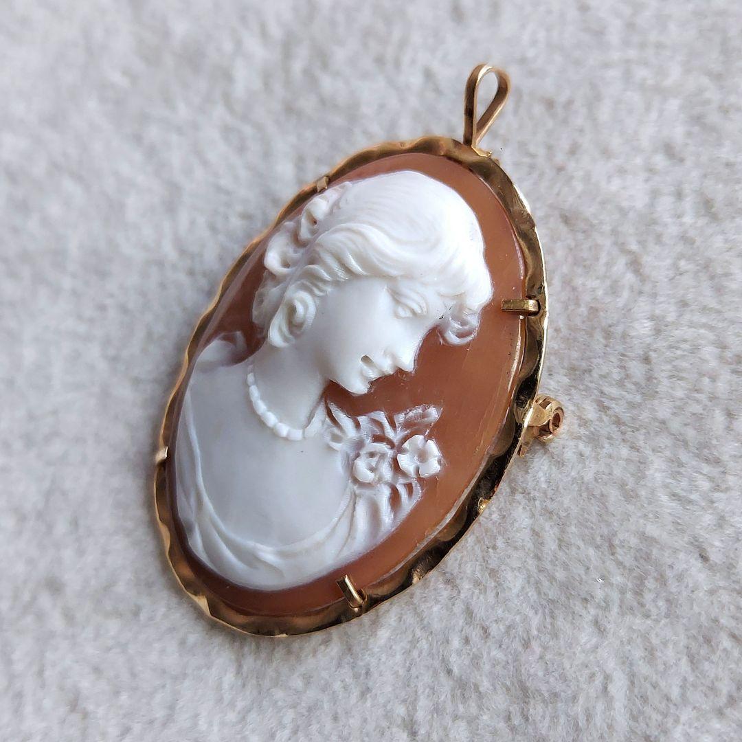 ヴィンテージ　女性　カメオ　ペンダントトップ&ブローチ