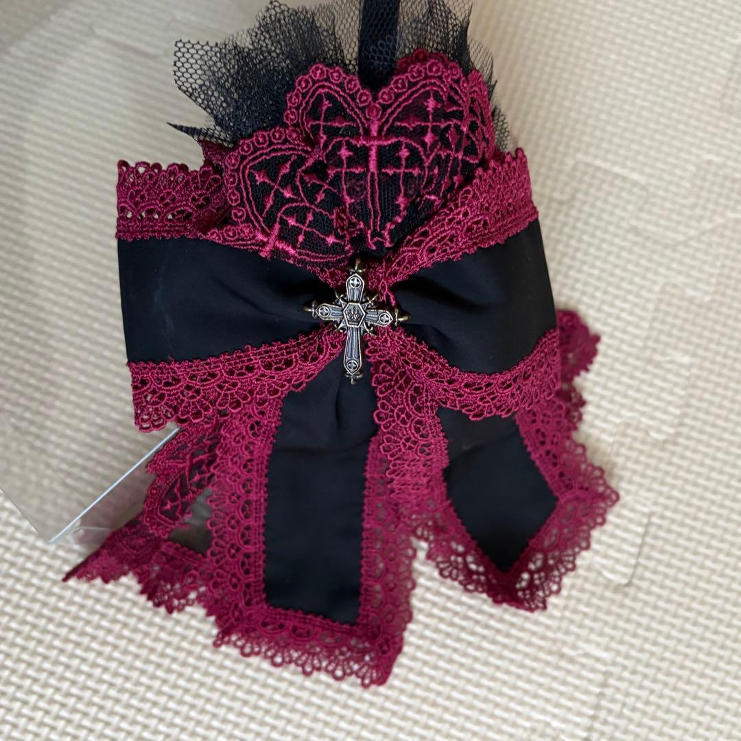 Moi-meme-Moitie リボンレースカチューシャ /ヘッドドレス 赤