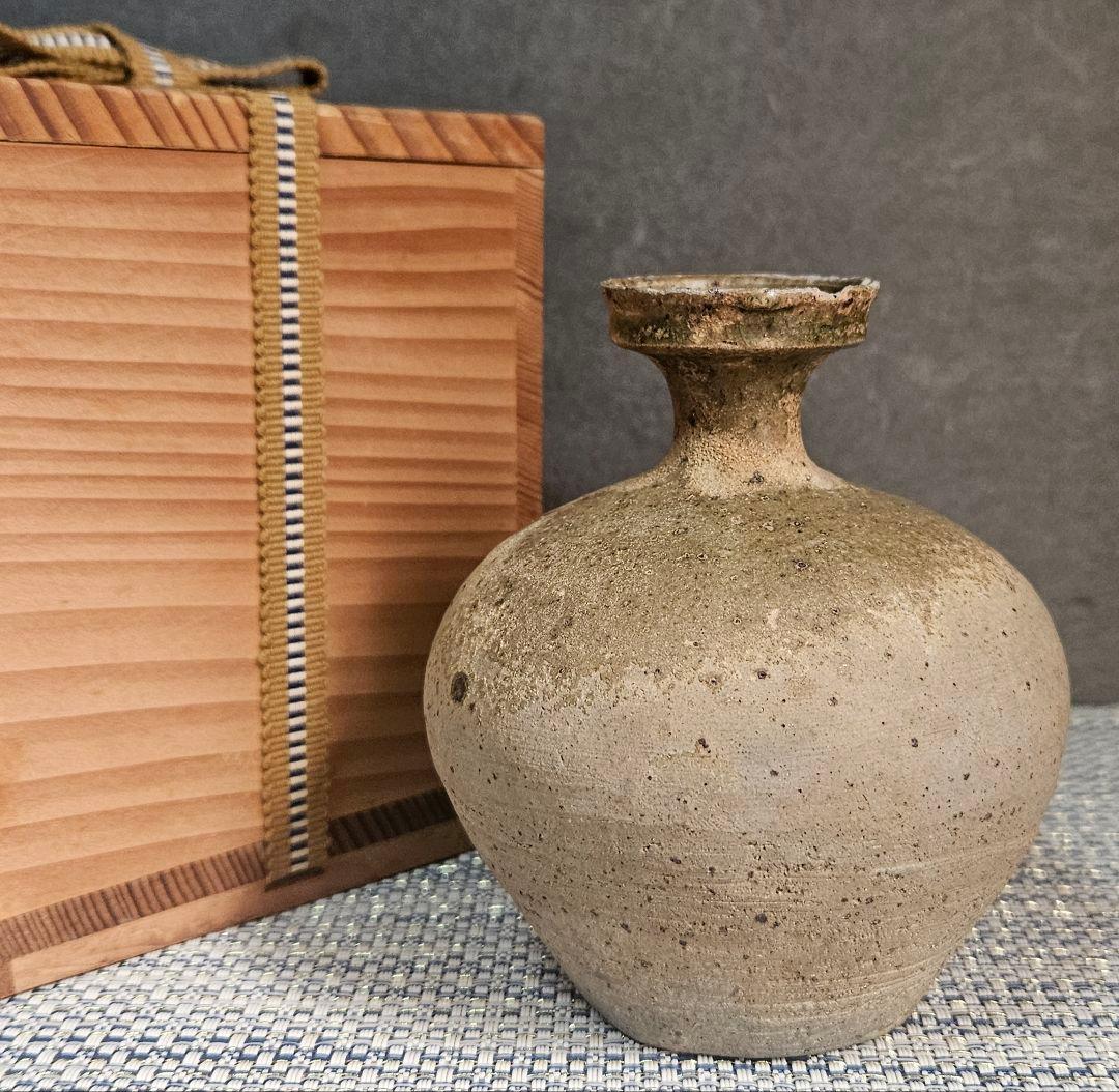名品❗古代陶器　自然釉灰釉　新羅　 新羅土器　花入　徳利　 茶道具酒器
