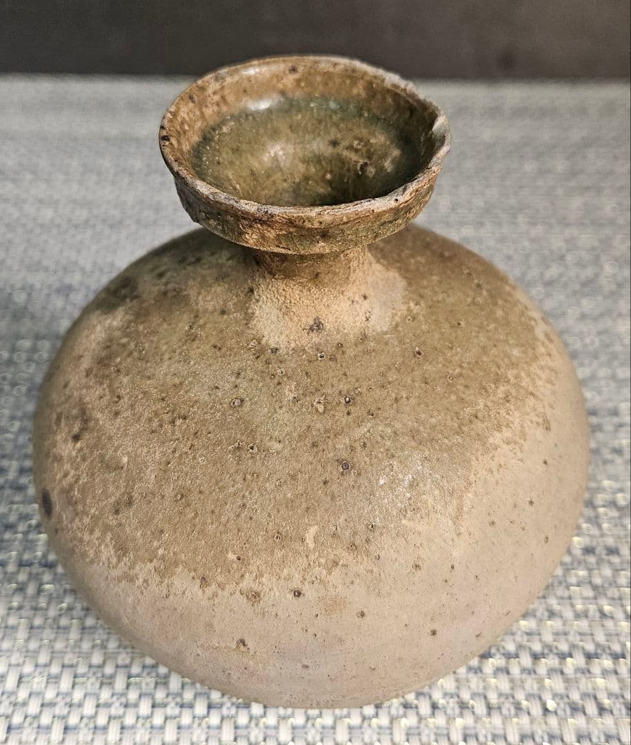 名品❗古代陶器　自然釉灰釉　新羅　 新羅土器　花入　徳利　 茶道具酒器