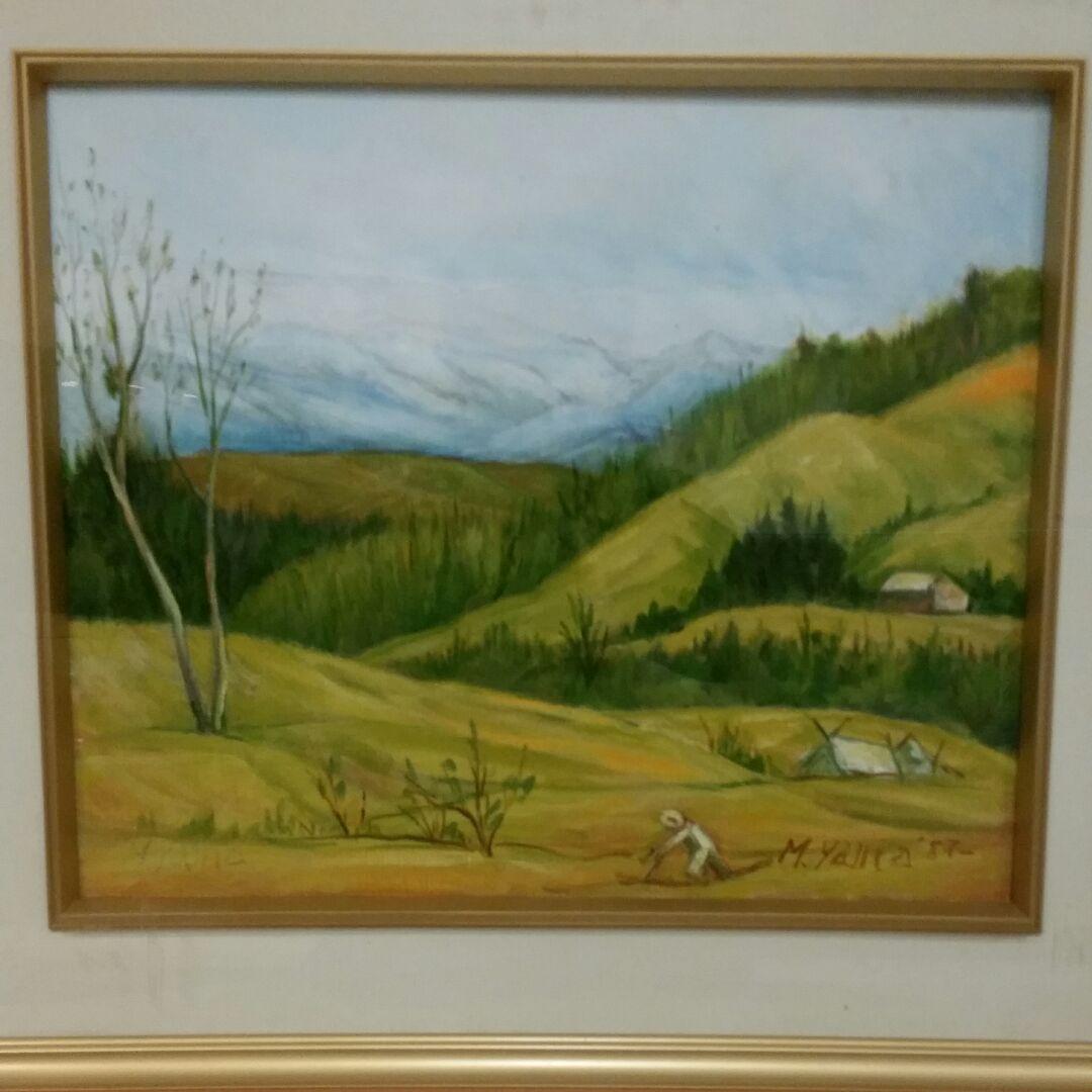 油絵 山崎 實 「奥信濃浅春」