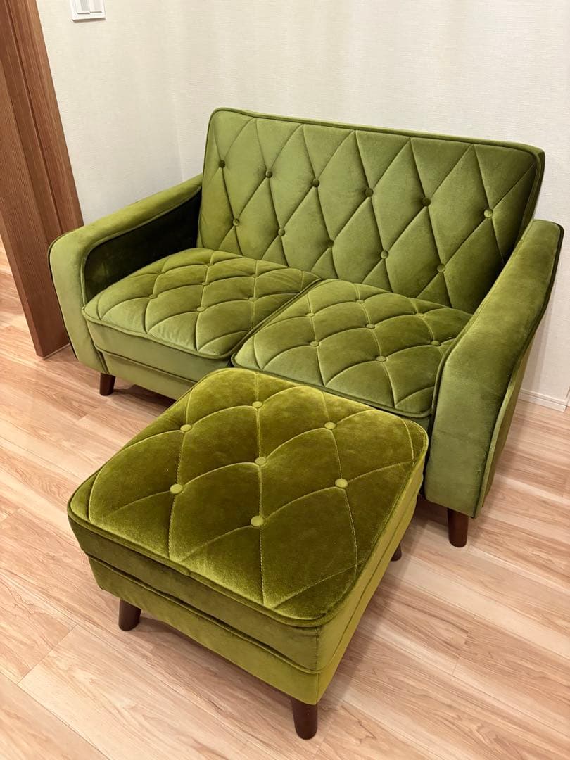 グリーン ベルベット ソファ