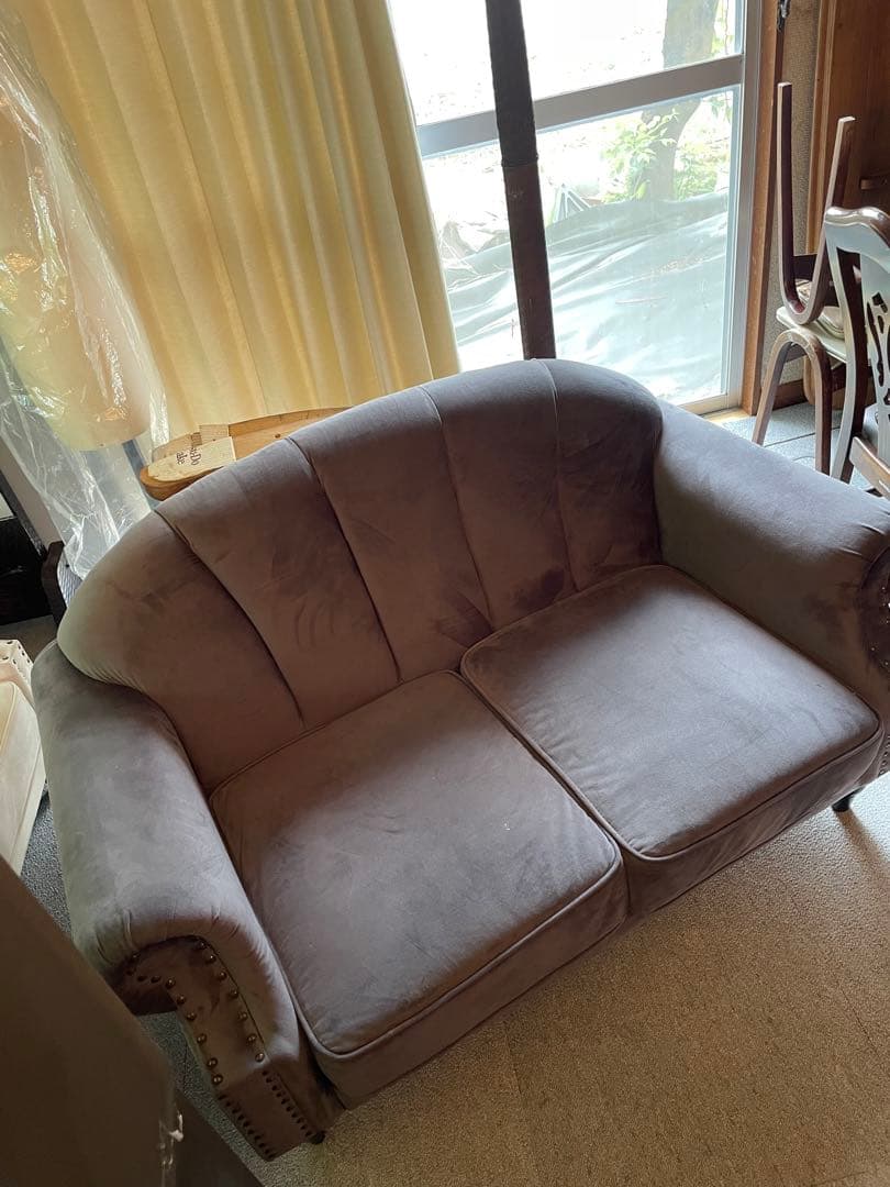 ソファ 2人掛け 貝殻 姫家具 ファブリック チャコールグレー