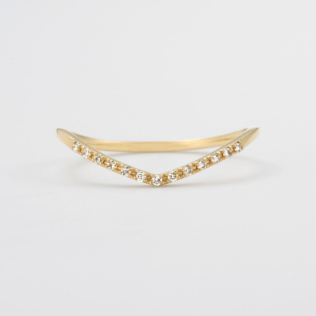 agate K18 Vラインダイヤモンドリング 11号