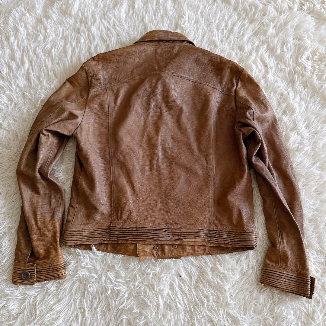 タグ付き保管品✨アルマーニ ヴィンテージ レザージャケット パイソン型押し 52