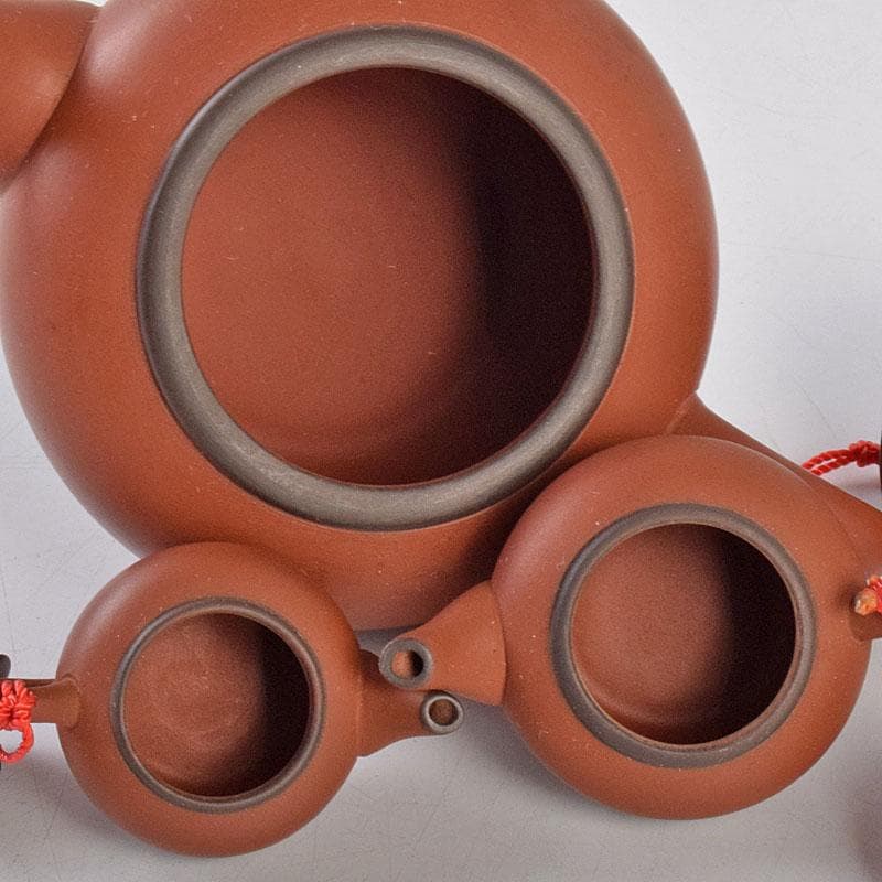 中国　荊渓恵孟臣製　 紫砂　朱泥　急須　茶壷　大中小3点まとめて　M　R9040