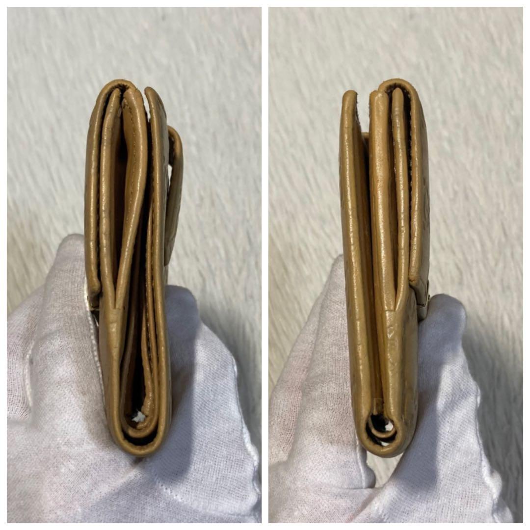 最終値下げ GUCCI グッチ　レザー　二つ折り　財布　金具　ベージュ