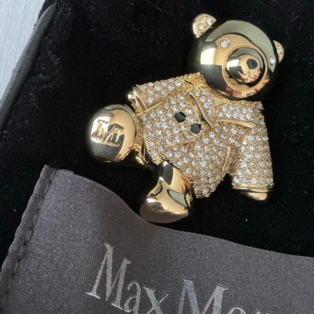 新品未使用！Max mara クリスタル テディベア x コート　ブローチ