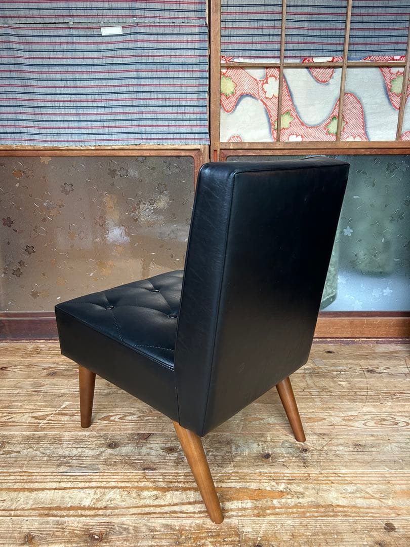 良品 カリモク 60 karimoku カフェチェア ブラック レザー ソファ