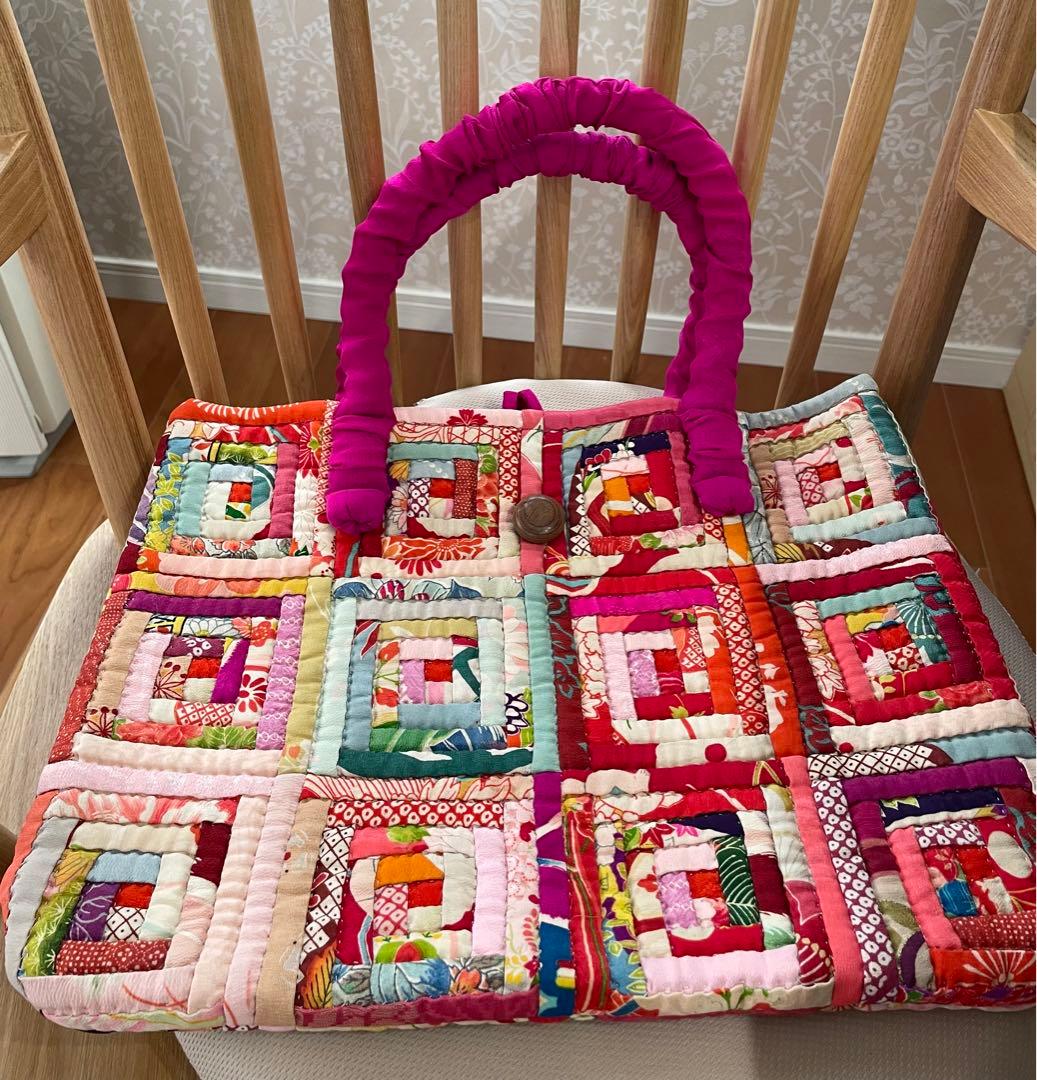 ちちんぷいぷい　京都 正絹 手縫いパッチワークバッグ