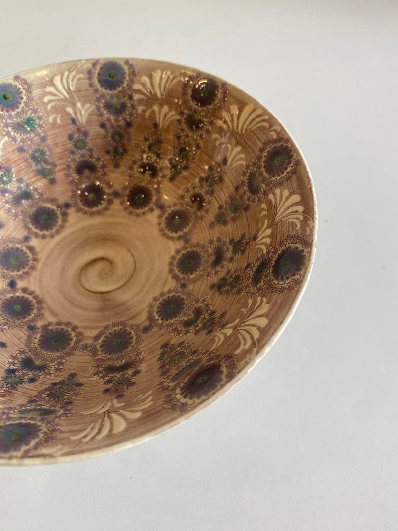 紫三嶋紫彩華紋抹茶茶碗　茶道具