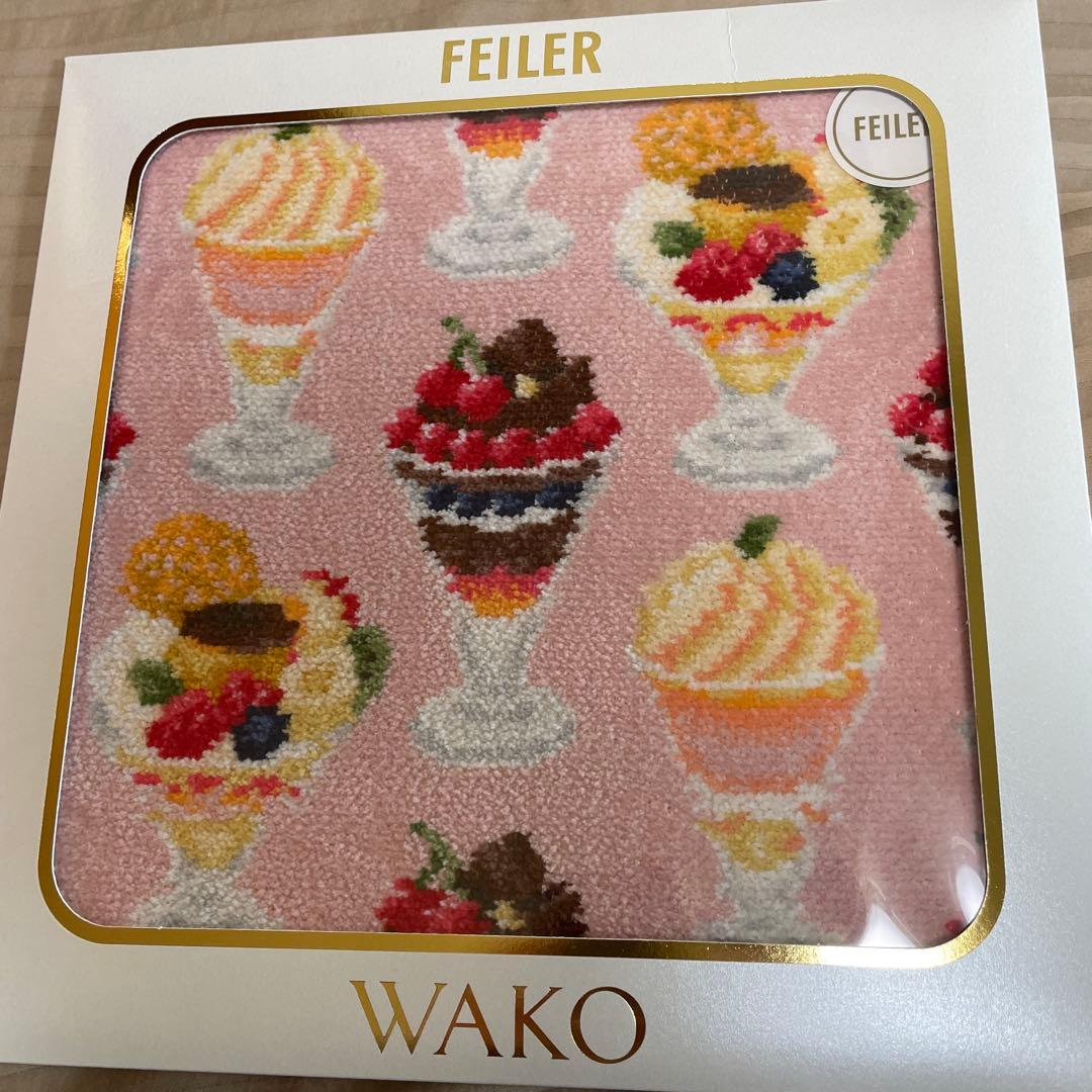 【WAKO】FEILER コラボパフェ柄 タオルハンカチ 2枚セット