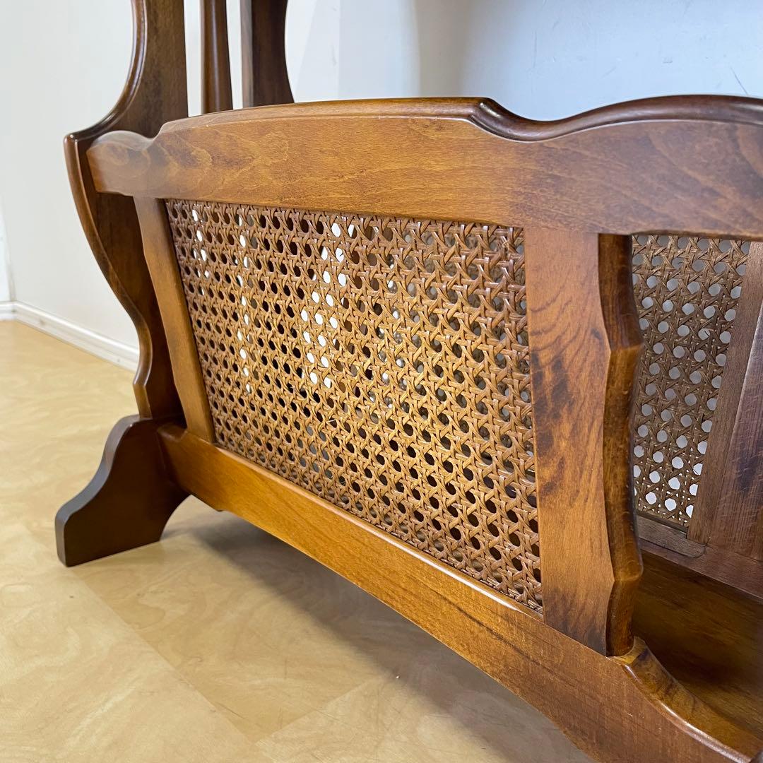 カリモク サイドテーブル マガジンラック 電話台 籐ラタン ビンテージ オールド