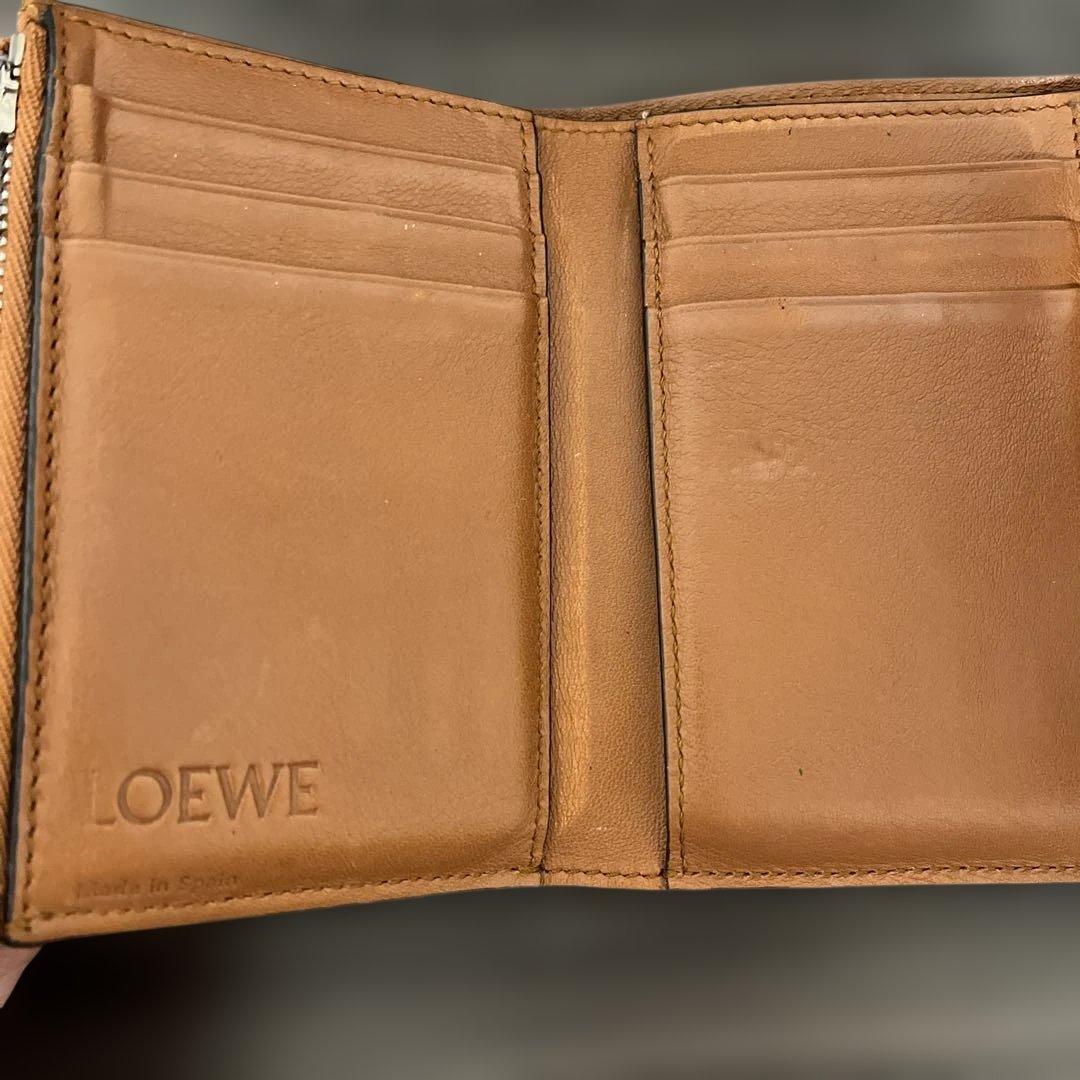 ロエベ　二つ折り財布　ブルー・キャメル