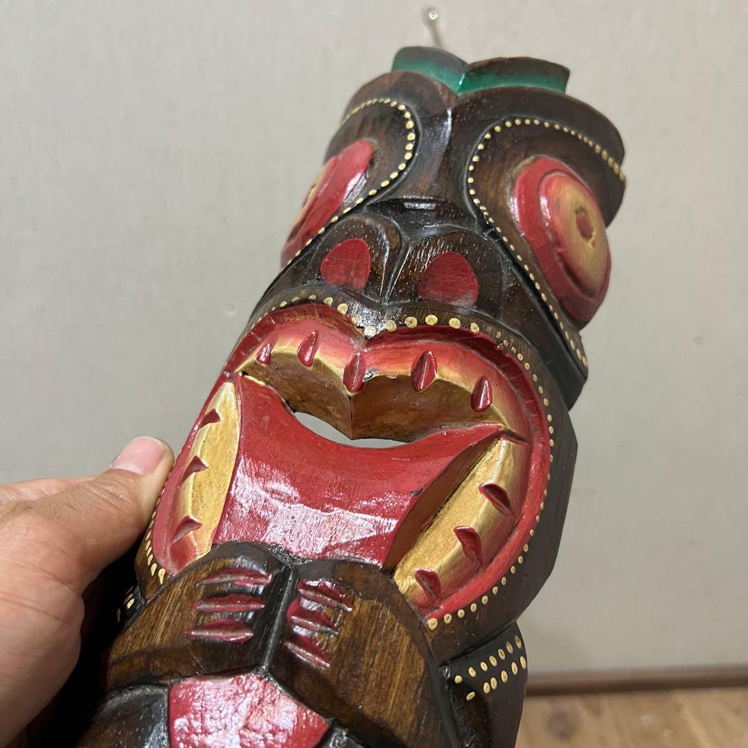 ベロ出しティキ面30 3点セット ティキマスク ハワイ雑貨 木彫りの壁掛けお面