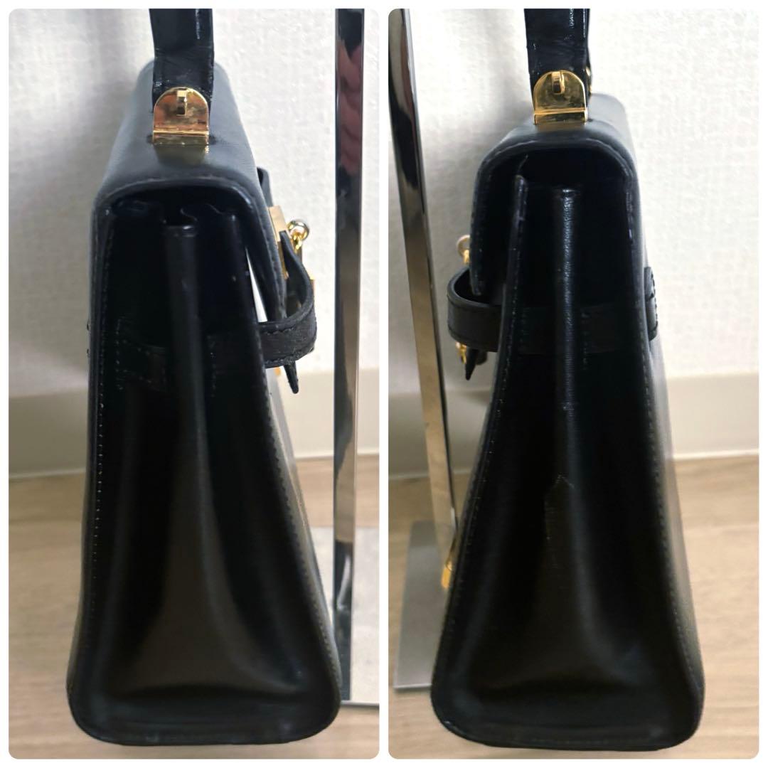 【本物】BALLY トップハンドルバッグ 本革レザー 黒 ターンロック y2k