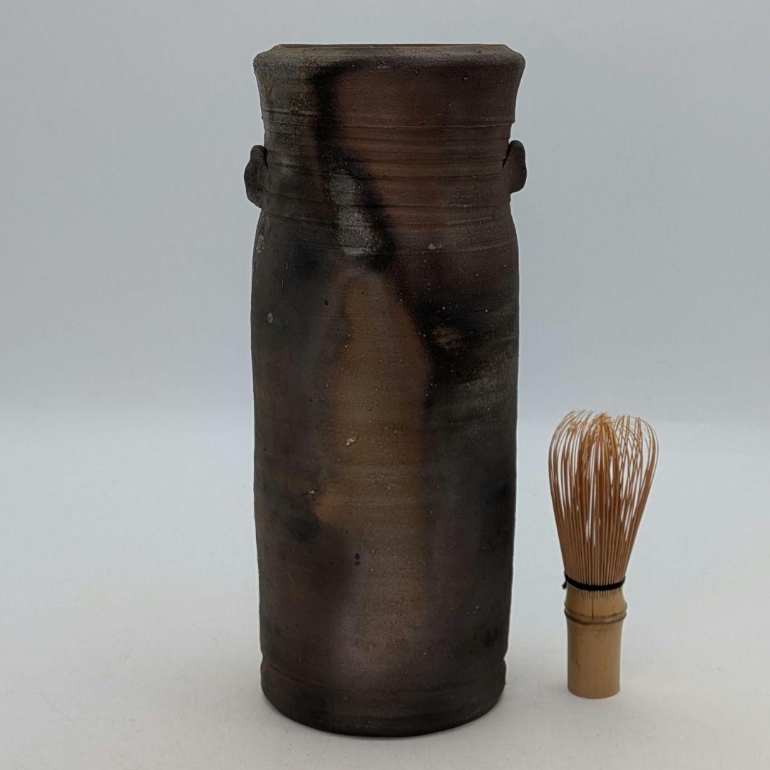 人間国宝 藤原雄 備前焼 桟切花生 用心箱 花入 花器 フラワーベース 花瓶