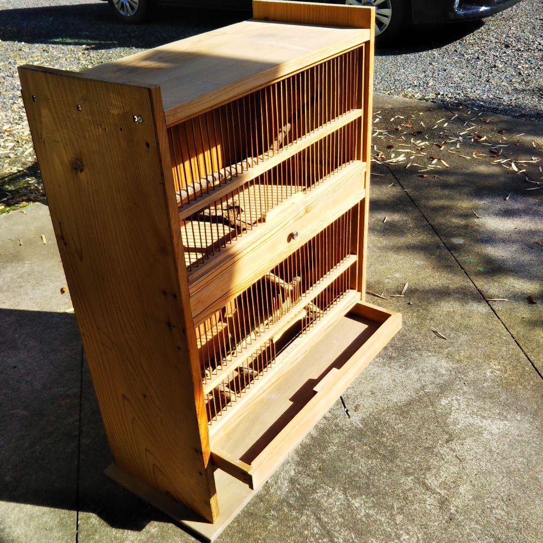 鳥籠 木製の鳥かご　大型 二段作り